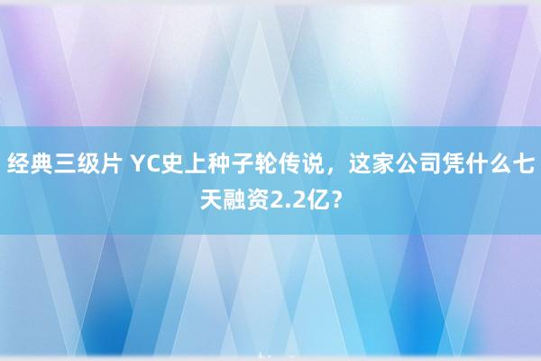 经典三级片 YC史上种子轮传说，这家公司凭什么七天融资2.2亿？