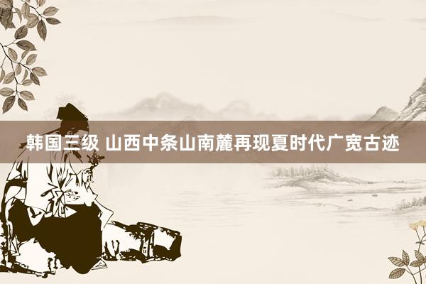 韩国三级 山西中条山南麓再现夏时代广宽古迹