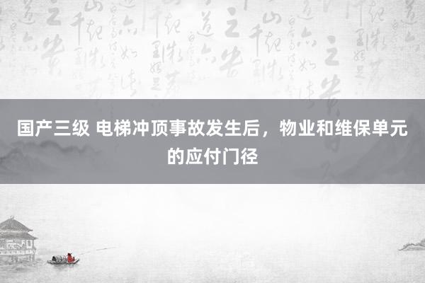 国产三级 电梯冲顶事故发生后，物业和维保单元的应付门径
