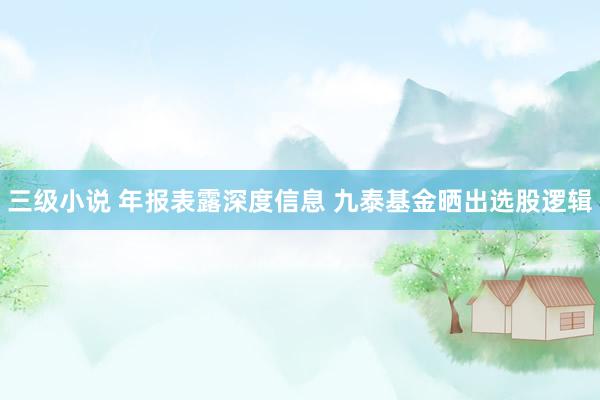 三级小说 年报表露深度信息 九泰基金晒出选股逻辑