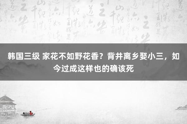 韩国三级 家花不如野花香？背井离乡娶小三，如今过成这样也的确该死