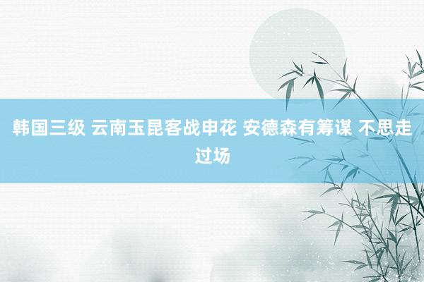 韩国三级 云南玉昆客战申花 安德森有筹谋 不思走过场