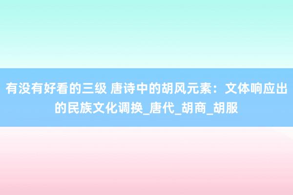 有没有好看的三级 唐诗中的胡风元素：文体响应出的民族文化调换_唐代_胡商_胡服