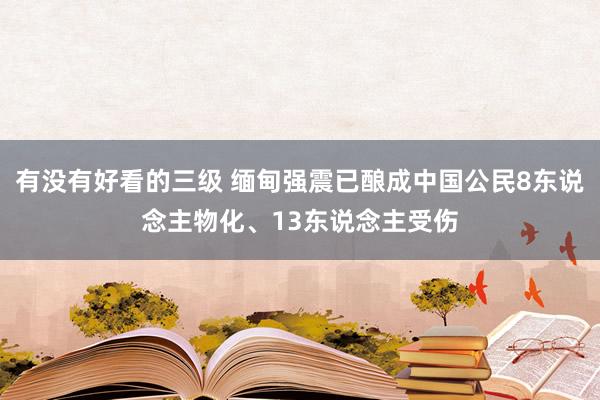 有没有好看的三级 缅甸强震已酿成中国公民8东说念主物化、13东说念主受伤