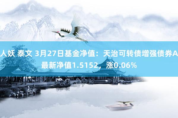 人妖 泰文 3月27日基金净值：天治可转债增强债券A最新净值1.5152，涨0.06%