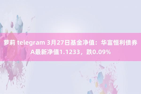 萝莉 telegram 3月27日基金净值：华富恒利债券A最新净值1.1233，跌0.09%