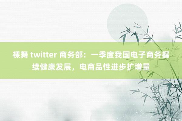 裸舞 twitter 商务部：一季度我国电子商务握续健康发展，电商品性进步扩增量