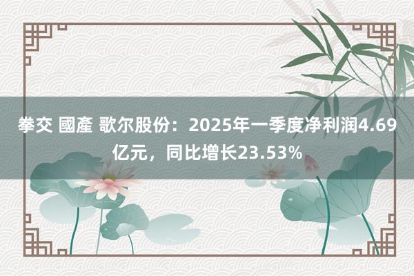 拳交 國產 歌尔股份：2025年一季度净利润4.69亿元，同比增长23.53%