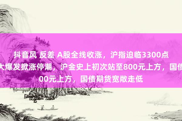 抖音风 反差 A股全线收涨，沪指迫临3300点关隘，黄金股大爆发掀涨停潮，沪金史上初次站至800元上方，国债期货宽敞走低