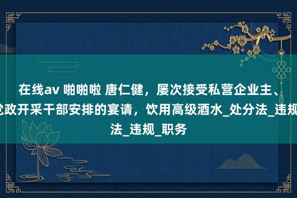 在线av 啪啪啦 唐仁健，屡次接受私营企业主、场合党政开采干部安排的宴请，饮用高级酒水_处分法_违规_职务